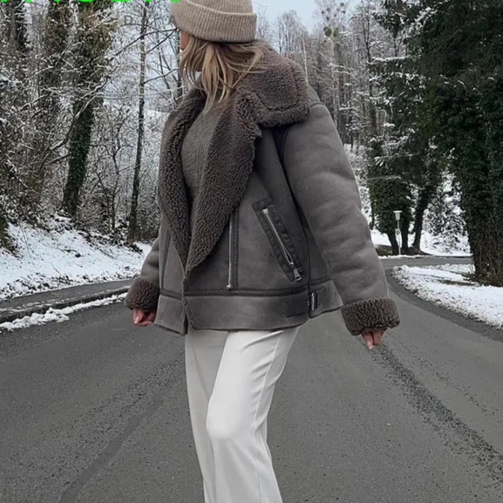 NWT ZARA DOUBLE FACED FAUX SHEARLING FUR JACKET - Picture 11 of 16
